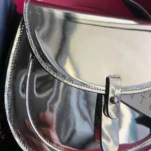 Sara Valente’ Calfskin Silver Crossbody Bag Convertible to Belt Bag